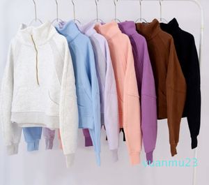 Giacca da palestra da donna autunno collo alto felpa tuta da yoga felpe con cappuccio da donna cappotto da palestra sportiva mezza cerniera pullover colletto alla coreana stile corto