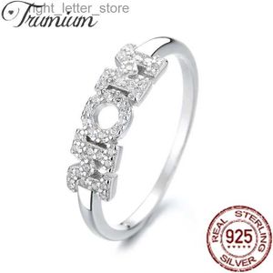 Solitaire Ring Trumium 925 Sterling Silver MOM Ring Zircon Letter rings for Women Fine Jewelry Birthday Mother's Day Gift Free engraving YQ231207