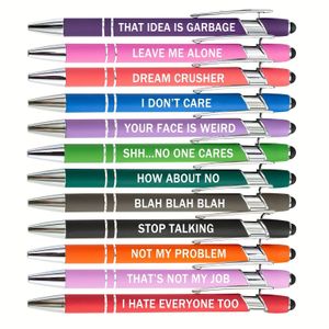 Ballpoint Pens 12 Pieces Inspirational With Stylus Tip Office Quotes Touch Pen Encouraging Scriptures Black Ink 231207
