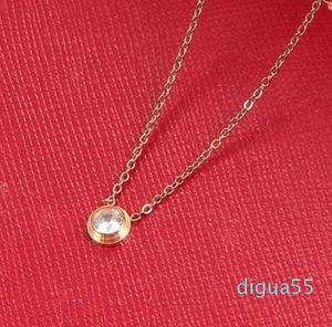 Singel CZ pingente de diamante rosa ouro prata cor colar para mulheres vintage colar fantasia jóias