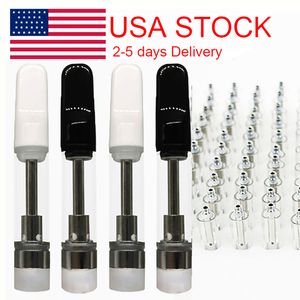 USA STOCK Thick Oil Atomizers Vape Cartridges 1ml E-cigarette Carts Empty Screw in Flat Mouthpiece Ceramic Coil Vaporizer Glass Tanks 510 thread Atomizer Custom Logo