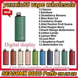 Nyaste Seasomk Digital 8000 Puffs Disponible Vape 500mAh Uppladdningsbart batteri E-cigarett 13 ml kapacitet Digital Display 0% 2% 5% Original Vape Pen vs Puff Elf 12000