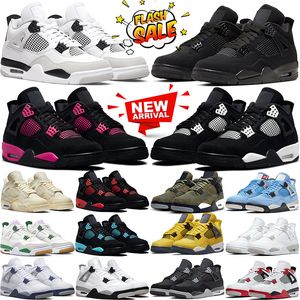 Basketskor 4 4S Military Black Cat Neon Pink Panda University Blue Sail White Oreo Red Thunder Purple Bred Cement Lightning Men Women Sports Trainer Sneakers