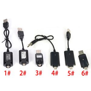 6 Styles manliga kvinnliga USB -laddare ego 510 tråd mod evod smal USB -kabel för bottonless förvärmbatterier laddare
