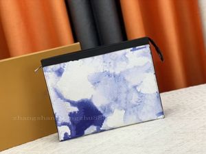 Pochette con fiori di design di lusso per ragazze Borse da donna di moda di alta qualità Borsa con lettera fiore bianco Portafoglio da polso Borse con cerniera Borsa in vera pelle con sacchetto per la polvere