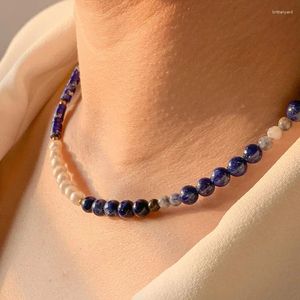Ciondoli Collana girocollo con perle di perle di pietra naturale Boho per le donne Regalo di gioielli per feste da spiaggia vintage Boho