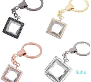 Bieciki 1PC dobrej jakości Rhinestone Square Glass Magnet Magness Otwarty łańcuch kluczowy