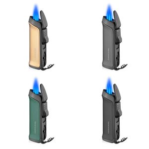 GUEVARA Cigar Lighter Metal Windproof Triple Jet Flame Accessories Torch Cigarette Lighters Gift Box