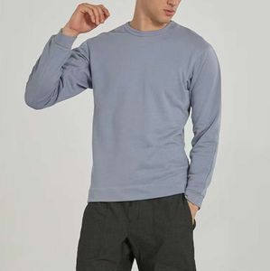 Ll francês terry masculino yoga outfit oversized tripulação camisolas camisola solta camisa de manga longa fitness treino pescoço blusa2889