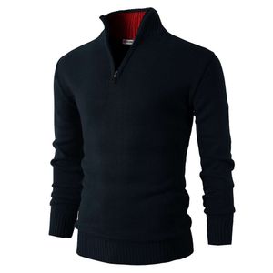 Polo tröja herrar casual smal fit pullover tröjor långärmad stickad tyg zip upp hålig hals 116