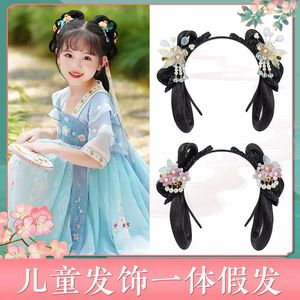 Headwear acessórios de cabelo antigo traje chinês hairband preguiçoso cocar saco estilo estilo esteira bun meninas 231207