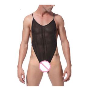 Intimo da uomo trasparente porno fetish bodystocking erotico indumenti da notte sexy senza maniche body lingerie sessuale per marito maschio