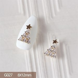 Nagelkonstdekorationer 10st/Lot G027 3D Alloy Christmas Tree Nail Art Zircon Metal Manicure Nails Accessories Diy Nail Decorations Supplies Charms 231202