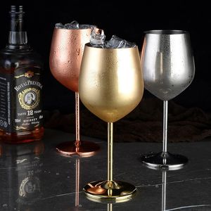 Tazze Bicchieri da vino Acciaio inossidabile Rame Oro rosa Calice Bevanda di succo Bicchiere da birra Champagne Party Bar Ware Utensile da cucina 500ML 231207