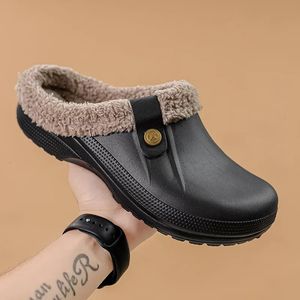 Slippers Waterproof Mule Clogs Men Winter Warm Unisex Fur House Room Trend Indoor Floor Shoes Slides For Women 231206