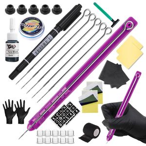 Tattoo Guns Kits 3D Hand Poke and Stick Tattoo Kit DIY Tattoo Ink Nadeln Set für Body Art Hand Poke Stick Tattoo Anfänger Übungsset 231207