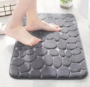 Banyo paspaslar 40cm 60cm Bellek Köpük Mat Kaymaz Zemin Halı Su Emici Kapattı 3D Cobblestone Kabartmalı Ayak Duş Odası