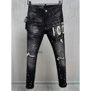 2024 nuovi uomini jeans foro azzurro grigio scuro Italia marca uomo pantaloni a foro lungo pantaloni streetwear denim skinny slim dritto biker Jean per uomo D2 alta qualità 44-54 taglia