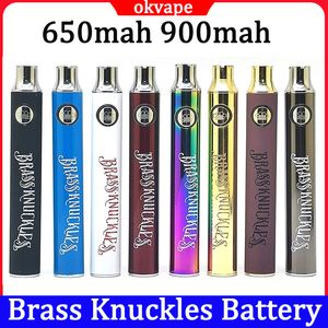 Pirinç Knuckles Bk Pil Ön ısıtma 650mAh 900mAH 510 İplik Kartuş Kalemi İçin Ayarlanabilir Voltaj Vape Pilleri