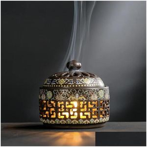 Lâmpadas de fragrância Placa cerâmica Queimador de incenso doméstico Agarwood Sândalo Mosquito Pot Holder Contairagrance Drop Delivery Hom Dhu8t
