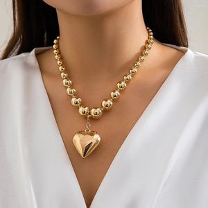 Pendant Necklaces Lacteo Trendy CCB Beads String Necklace Removable Big Heart Choker For Women Neck Chain Jewelry Collar Party Wedding