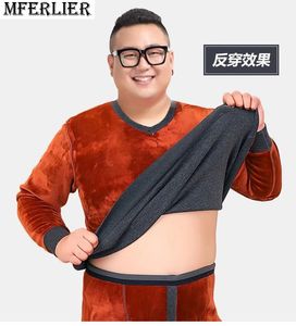 Men's Thermal Underwear Large Size 9XL 155KG Fleece Thicken Men Thermal Underwear Tops warm V Neck Long Sleeve Navy Blue Wine Red Male Soft Underwear 231206