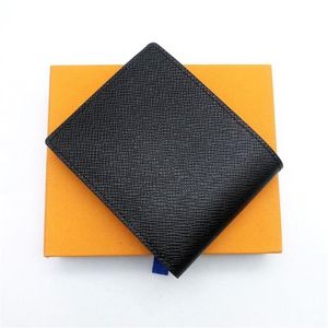 Designer herr plånböcker korta plånböcker långa plånböcker verklig läder toppkvalitet klassisk blommor pläd bifold plånbok med lådan dammväska 6 co291i