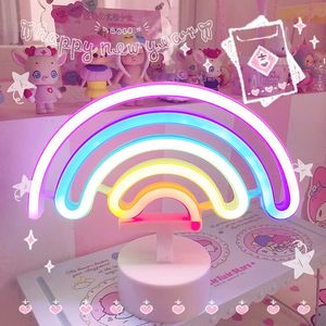 Obiekty dekoracyjne figurki Rainbow jednorożca Lampa Lampa Lampa nocna Dziewczyny sypialnia ciepłe nocne dekoracja pokoju 3D Acryl stolik Prezenty 231207