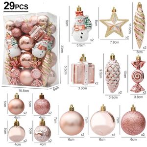 Weihnachtsdekorationen, 29/20 Stück, Weihnachtsbaumkugeln zum Aufhängen, Anhänger, Zuckerstange, Tannenzapfen, Ornament-Set, Weihnachtsdekoration für Zuhause, 2024, Navidad-Jahr 231207