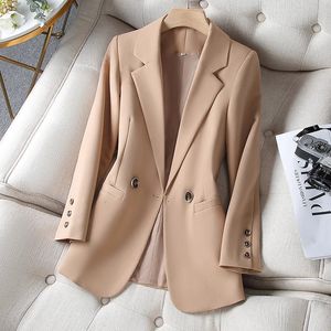 Ternos femininos blazer casaco primavera outono cáqui terno 2023 moda coreano manga longa mulher jaqueta casual escritório senhoras blazer topos 231207