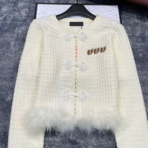 Fur Design Women Cardigan Jackets Letter Sweaters Fashion Elegant Long Sleeve Knits Luxury Designer Sweater Tops