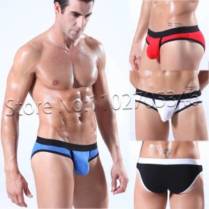 Cueca masculina de algodão breve hipster, cueca com buraco para pênis, mini shorts de biquíni