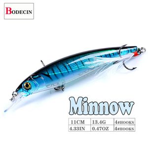 Yemler Jerkbait Minnow Balıkçılık Cazibesi Sert Plastik Yem Yapay Bas Pike Abs Wobbler Balık Kancaları için Krankbait 3d Gözler Deniz 1pcs 231207