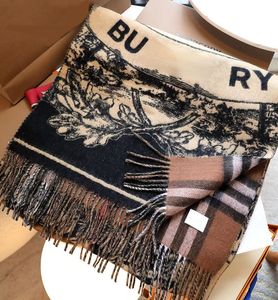 Women Designer Scarf B Check Cashmere Wool Scarf Knights Two-sided Warhorse Jacquard Thick Warm Tassel Pashmina