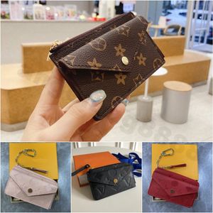 Wallet Card Holder Recto Verso Designer Real Leather Fashion Womens Mini Zipper Organizer Coin Purse bag Belt Charm Key Pouch Luxury Womens Short Purses Embossed