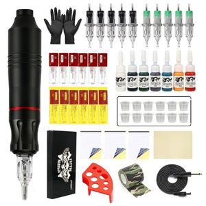 Tattoo Guns Kits Tattoo Maschine Kit Rotary Tattoo Stift mit 7 Stück Tinte 10 Stück Patronen Nadel Permanent Make-up Maschine für Tattoo Künstler Anfänger 231207