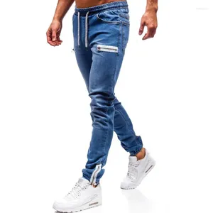 Herren Jeans 2023Jeans Elastic Slim Fit Multi-Pocket Bleistifthose Mode Denim Stoff Lässig Frosted Zipper Design Sport