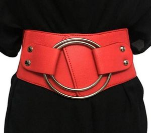 Belts Vintage Wide Waist Elastic For Ladies Stretchy Corset Waistband Metal Big Ring Women039s Belt Fashion Women Cummerbund PU7141326