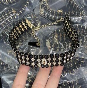 Ny tre -skikt Black Diamond Neckchain Choker Necklace Classic Women Square Full Diamond Collar Rock Punk Cuban Neck Chain Designer Jewelry HCN1 -13