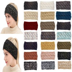 Haarband farbenfrohe Strickhäkchen Twist Stirnband Winterohrwärmer elastisches Haar Band breites Haarzubehör DF329