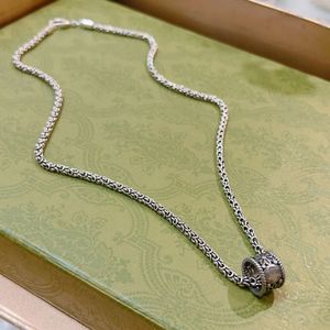 luxury chains necklaces designer necklace for women silver plate retro vintage letter ring anchor pendant necklace womens chain fine designer jewelry gift with box