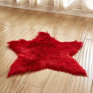 Carpets Faux Fur Carpet Long Plush Shaggy Fluffy Star Shape Carpets Long Hair Area Rugs Bedroom Living Room White Pink Floor Mat 231207