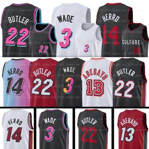 Herren Jimmy Butler Mia Culture Basketballtrikot Dwayne Dwyane 3 Wade Heats Tyler Herro Bam Adebayo Trikots