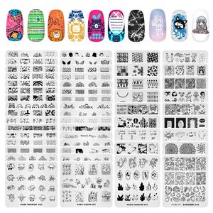 Adesivos Decalques 50 unidades / conjunto Modelos de Nail Art Placa de Carimbo Flor Animais Natal Padrão Design Carimbo Nail Art Imagem Stencil Placas 231202