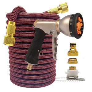 Garden Hoses High Pressure Garden Water Hose 2.5-30 Meters Expandable Flexible Stripes Pipes for Garden Farm Irrigation Car Wash PVC Reel Gun 231206