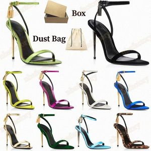 tom Dress shoes ford Metal Stiletto heels shoe Wedding Elegant Brand Padlock Pointy Naked Woman Sandals Hardware Lock and key 56Nm#