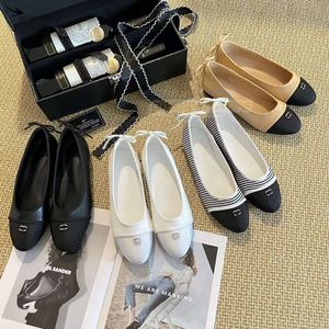 تشان باريس مصمم مصمم حذاء أسود باليه باليه مسطحة أحذية نسائية للسيدات.
