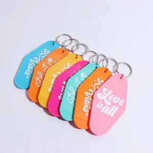 Key Rings Daqido Promotional Custom stamping Blank el Keychain a variety of color Motel Label Holder Acrylic Chain 231206