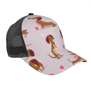 Bola bonés malha boné de beisebol homens mulheres bonito dos desenhos animados dachshund pai chapéu unisex hip hop gorras ao ar livre