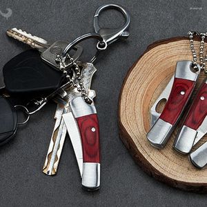 Keychains Portable Folding Straight Knife Thicked Stainless Steel Mini Pocket Keyrings Parcel Box Opener Key Holder Gift